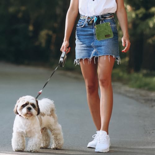 Dog Treat Pouch, Portable Auto Closing Dog Training Treat Bag with Carabiner, Hands Free Pocket Sized Snack Reward Pouch for Puppy Walking Travel Outdoor Use, Green - Image 7