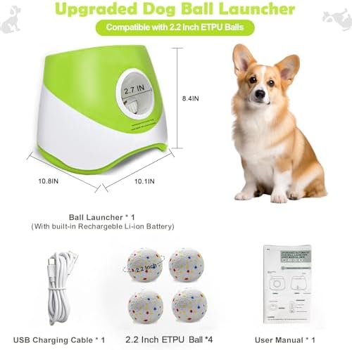 Automatic Dog Ball Launcher for Small to Medium Dogs, 2.2 Inch ETPU Dog Ball Thrower, 3 Distance Adjustable 19-39 Ft Interactive Dog Toy, Mental Stimulating Puppy Toy with 4 ETPU Balls (Light Green) - Image 5