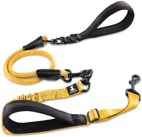 SparklyPets - Heavy Duty Bungee Rope Leash for Large and Medium Dogs - No Pull, Shock Absorber Long Dog Training Lead - No Slip Reflective Line for Outside (5.5 Ft Bungee Leash) by SparklyPets