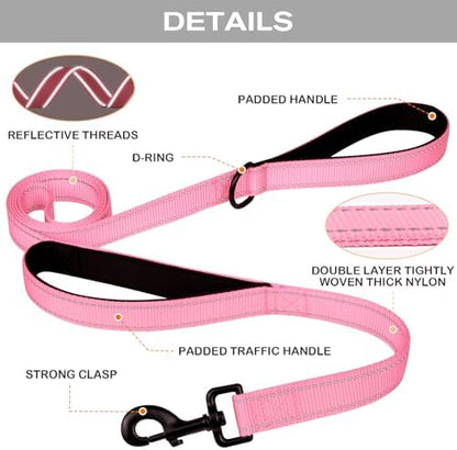 Joytale Dog Leash for Large Dogs that Pull, Double Handle, 5FT, Pink - Image 3