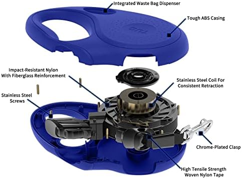 TUG Oval 360° Tangle-Free Retractable Dog Leash with Integrated Waste Bag Dispenser (Small, Blue) - Image 4