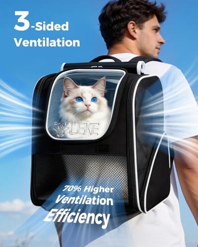Lekereise Cat Backpack Carrier,Cat Bubble Backpack Large Space Bubble Pet Backpack for Kitty Small Dog,Expandable Bubble Pet Carrier for Hiking, Walking,Travel - Image 2