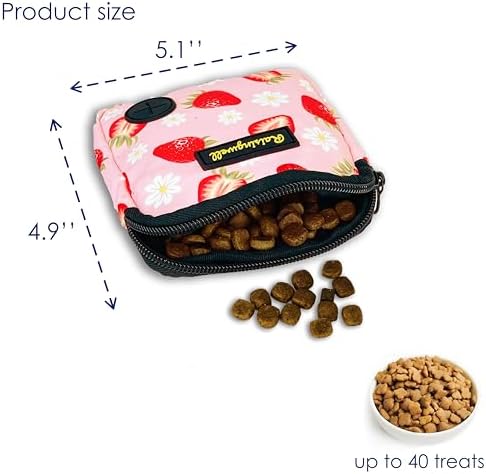 Raisingwell Dog Treat Pouch for Pet Walking and Training with Clicker Poop Bags Small Fanny Zipper Pack Holder for Puppy Snack Dispenser Kit for Leash and Outdoor Use (Strawberry) - Image 3