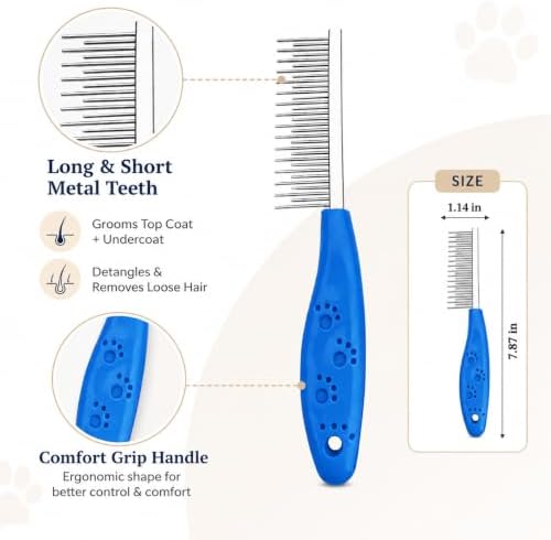 4 Pcs Pet Grooming Tool - With Metal Comb,Deshedding Brush,Flea Lice Comb - Image 6