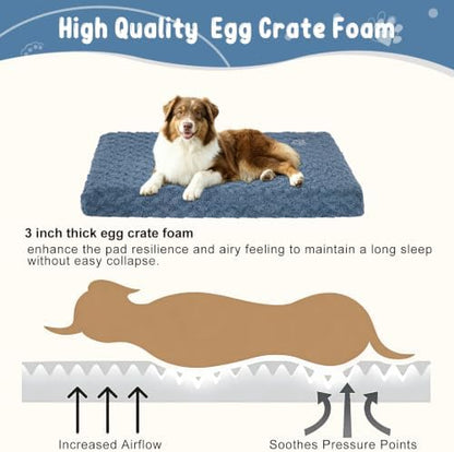 EMPSIGN Dog Bed Mat Crate Pad Mattress, Ultra Soft Pet Kennel, Navy, Large - Image 2