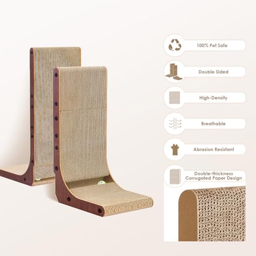 EHEYCIGA Cardboard Cat Scratcher for Indoor Cats, 32 Inch, Dark Brown - Image 2