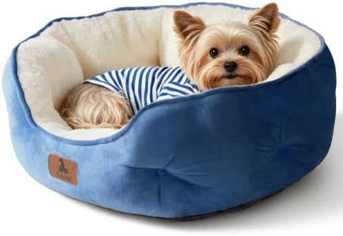 Asvin Medium Dog Bed for Medium Dogs, Cat Beds for Indoor Cats, Pet Bed for Puppy and Kitty, Extra Soft & Machine Washable with Anti-Slip & Water-Resistant Oxford Bottom, Light Blue, 25 inches - Image 2