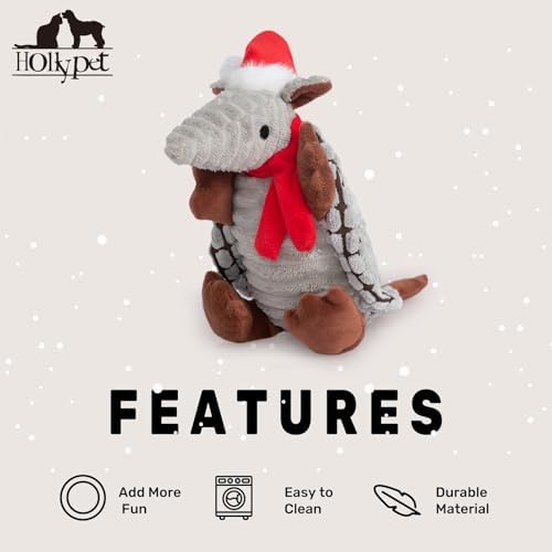 Hollypet Armadillo Squeaky Puppy Dog Toys for Small Medium Dogs, Christmas - Image 6