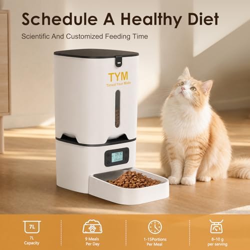 Automatic Cat Feeder 7L, 9 Meals/Day Food Dispenser for Cats Small Dog Pet - Image 2