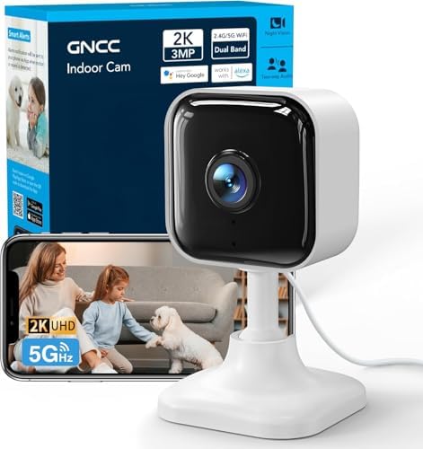 GNCC 2K Indoor Security Camera for Home Wireless, Pet Camera 2.4g/5g WiFi by GNCC