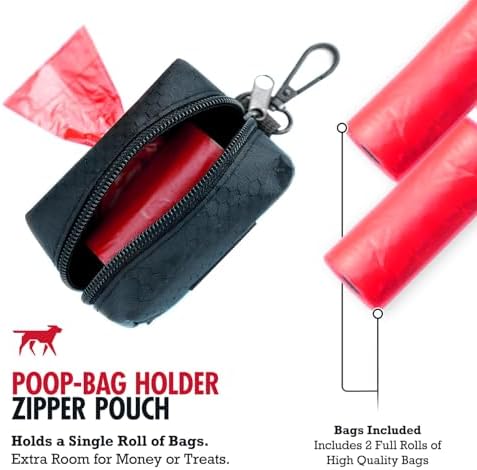Tuff Pupper Dog Poop Bag Holder | Works with Any Dog Leash | Zippered Waste Bag Dispenser | Waterproof with Rust-Proof Clip | Convenient Lightweight Design | Includes 2 Rolls of Leak-Proof Bags - Image 5