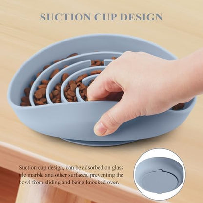 Coomazy Slow Feeder Dog Bowl, Silicone Material, Nonslip Design, BPA Free, Light Blue - Image 3