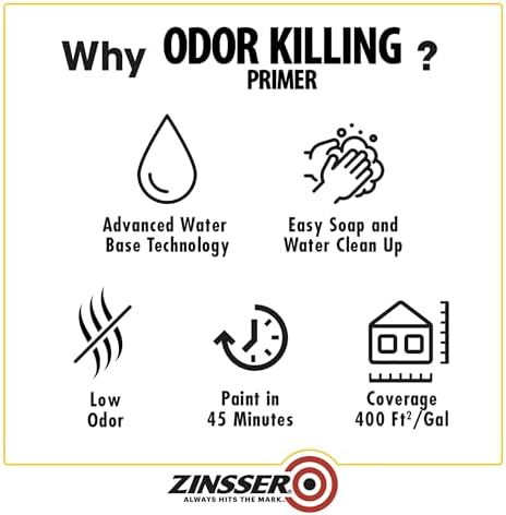 Rust-Oleum Zinsser 307648 Odor Killing Primer, White, Quart - Image 5