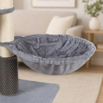 Smouatou Cat Tree with Cat Condo and Two Hammocks, Cat Tower with Scratching Posts and Scratching Pads Cat Toys, Grey - Image 6