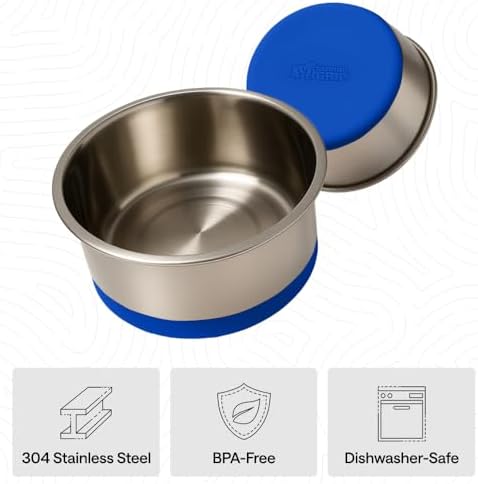 GORILLA GRIP Dog Bowls, Food Grade Stainless Steel, Set of 2, 2 Cup, Blue - Image 6