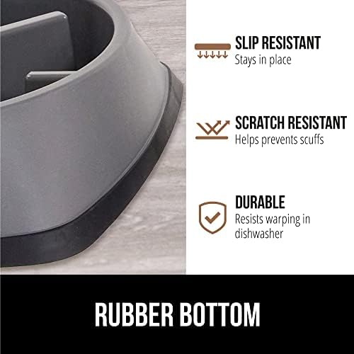 GORILLA GRIP® Patented Slow Feeder Dog and Cat Bowl, BPA Free, 1 Cup Gray - Image 4