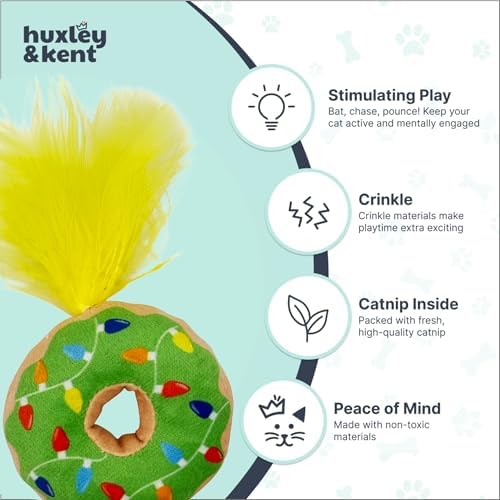 Huxley & Kent Plush Crinkle Catnip Cat Toy, Lit Donut - Image 4