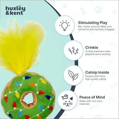 Huxley & Kent Plush Crinkle Catnip Cat Toy, Lit Donut - Image 4
