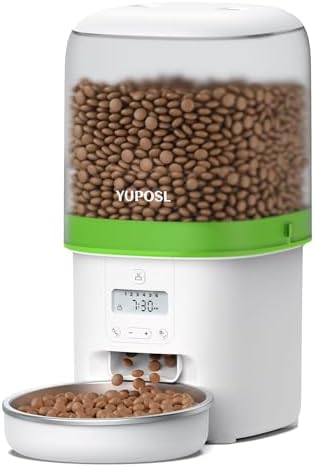 Automatic Cat Feeder - 4L Timed Auto Pet Feeder for Cat and Dog with Dry Food Dispenser, 180-day Battery Life, 1-6 Meals Per Day, 1-16 Portion, Desiccant Bag Keeps Food Fresh by Yuposl