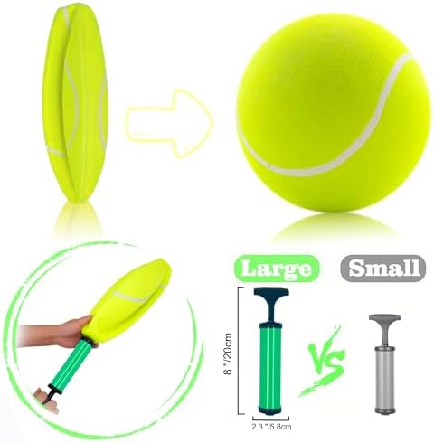 Banfeng Giant 9.5" Dog Tennis Ball, 2 Pack Oversize Interactive Puzzle Toy with 1*Ball Pump + 1*Needle for Small, Medium, Large Dogs (2 Pack Yellow with Pump) - Image 3
