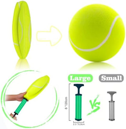 Banfeng Giant 9.5" Dog Tennis Ball, 2 Pack Oversize Interactive Puzzle Toy with 1*Ball Pump + 1*Needle for Small, Medium, Large Dogs (2 Pack Yellow with Pump) - Image 3