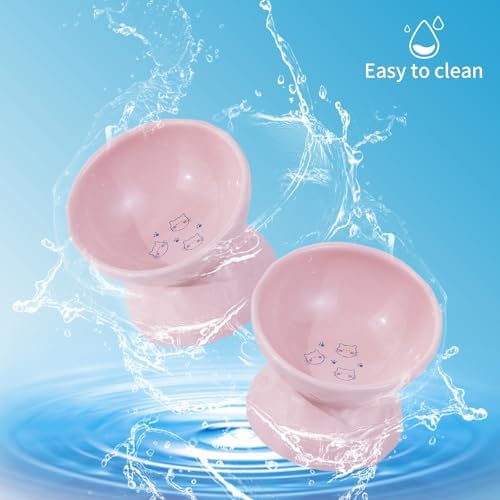5 Inch Tilted Raised Cat Bowls, Ceramic Elevated Pet Food Water Bowl Set - Image 6