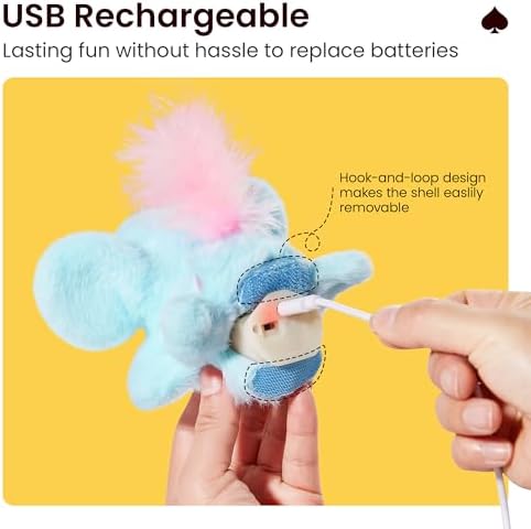 Potaroma Cat Toys Flapping Elephant, Touch Activated Interactive Kicker - Image 5