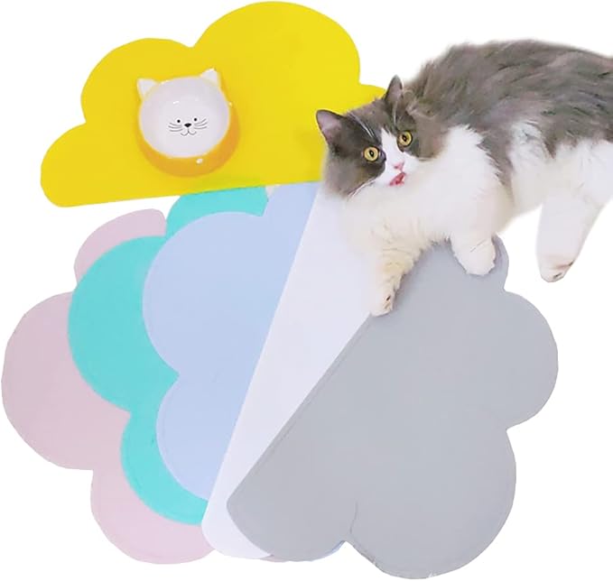 Love Dream Silicone Pet Feeding Food Mat Dog Cat Placemat Mat with Raised Edge, Anti-Slip Waterproof Pet Bowl Mats Pet Food Tray (Black)