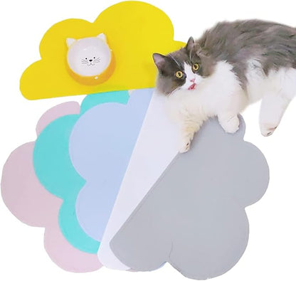 Love Dream Silicone Pet Feeding Food Mat Dog Cat Placemat Mat with Raised Edge, Anti-Slip Waterproof Pet Bowl Mats Pet Food Tray (Black)
