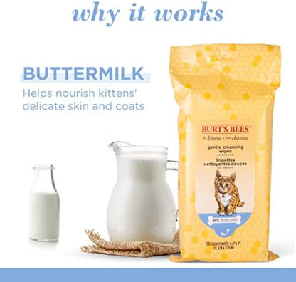 Burts Bees for Pets Kitten Grooming Wipes with Buttermilk, 50 Count - Image 2