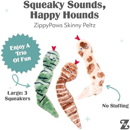 ZippyPaws Skinny Peltz No Stuffing Dog Toy Pack to Keep Them Busy - 18" - Image 3
