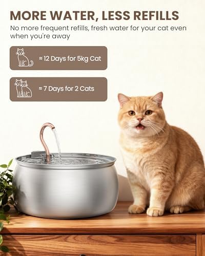 Stainless Steel Cat Water Fountain, SwanNeck Multi-Pet Dispenser - Image 6