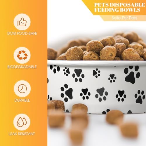 Potchen 60 Pieces Disposable Pet Bowls, Paper, Small Dog Bowls with Cute Pattern, Suitable for Dry and Wet Food, Picnic, Camping, Travel - Image 3