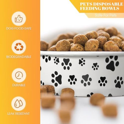 Potchen 60 Pieces Disposable Pet Bowls, Paper, Small Dog Bowls with Cute Pattern, Suitable for Dry and Wet Food, Picnic, Camping, Travel - Image 3