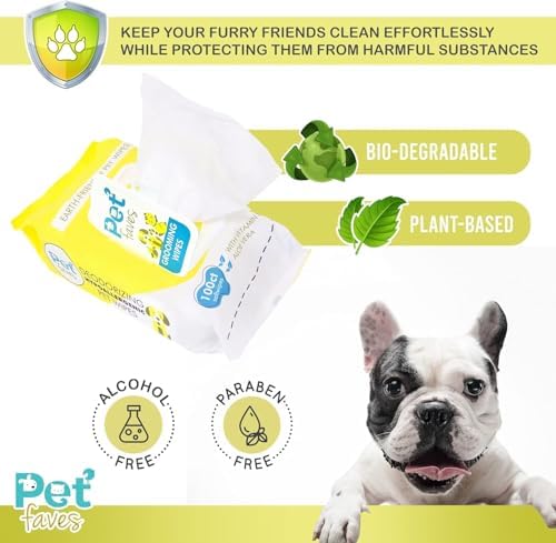 Pet Faves Dog Wipes for Cleaning and Deodorizing | Hypoallergenic Grooming Wipes for Paws and Butt, Clean Face & Body Between Baths, Plant Based Natural Pet Wipes for Dogs and Puppy (100 Count) - Image 2