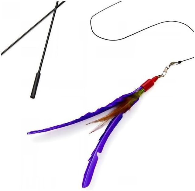 Go Cat Refill Lure Attachment for Teaser Wand Da Bee, Da Bird, Da Cat Catcher, Da Wild Thing and More (36 inch Pull Apart Wand w/Da Bird Guinea Feathers)