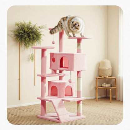 54 Inch Cat Tree Tower with Natural Sisal Scratching Post - Image 2