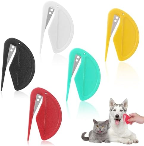 5 Pieces Colorful Pet Knotting Comb Set, Small Plastic Cat Hair Removal Tool, Multifunctional Dematting Comb for Dogs Grooming Removing Loose Tangled Supplies (5) by Roucerlin