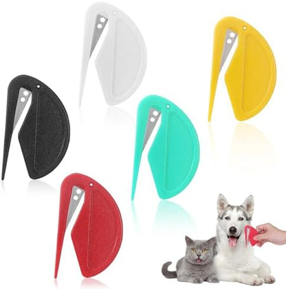 5 Pieces Colorful Pet Knotting Comb Set, Small Plastic Cat Hair Removal Tool, Multifunctional Dematting Comb for Dogs Grooming Removing Loose Tangled Supplies (5) by Roucerlin