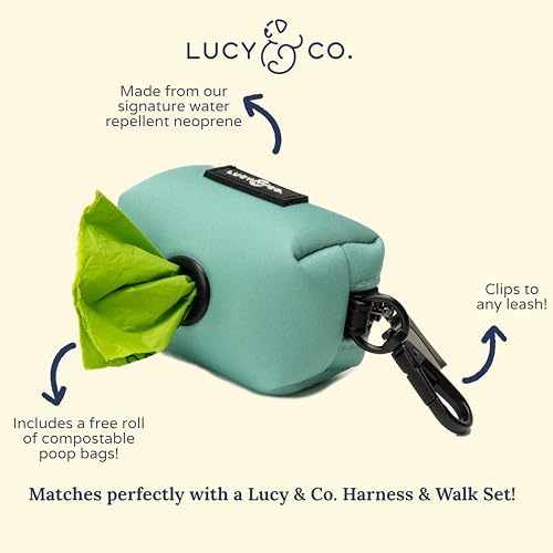 Lucy & Co. Spring Green Dog Poop Bag Holder and Dispenser, Clips to Leash, Water-Repellent Neoprene, Includes Refill Roll - Image 3