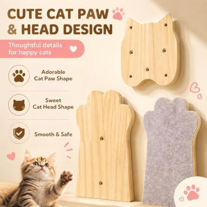 Tlence 3 Pack Cat Wall Shelves for Cats Steps, Wall Mounted Floating Cat Furniture with Non-Slip Felt, Cats Climbing Wall Stairs Perch for Jumping, Playing and Lounging, Holds up to 30lbs - Image 4