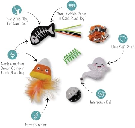 Fringe Studio Pet Toy, Sweet Treats, Spooky FEATS 6 PCS Multipack Cat Toy Set, PetShop Collection (610028) - Image 2