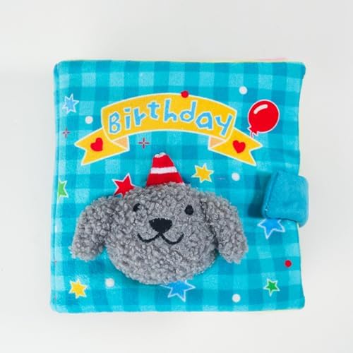 Dog Toy Snuffle Sound Book Series Lunch Space Christmas Goodnight Birthday Scout Themes 3D Puppy Decor Cover Puzzle Toy Dog Accessories for Mental Stimulation & Slow Feeding (Birthday)