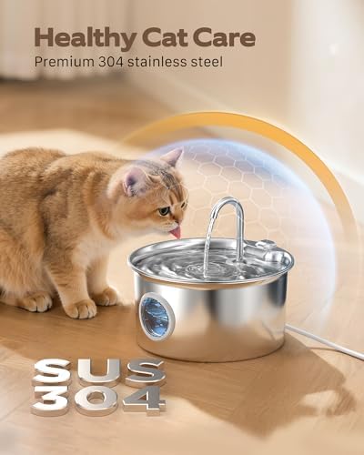 Pet Water Fountain Stainless Steel: 8 Filters + 8 Sponges Cat Fountains - Image 2