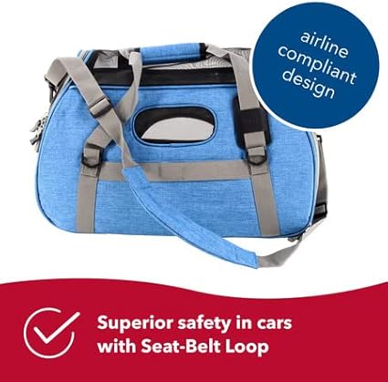 Coastal Pet Bergan Comfort Carrier - Breathable Travel Carrier for Dogs & Cats - Heather Bermuda, 16" x 8" x 11"