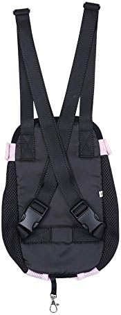 Pet Dog Puppy Cat Carrier Five Holes Backpack Double Shoulder Straps Canvas Cotton Front Chest Backpack Bag(Black, Small) - Image 2