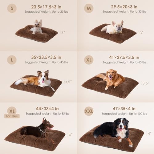 EHEYCIGA Fluffy Dog Crate Bed for Medium Dogs, Plush Crate Pad, Coffee - Image 3