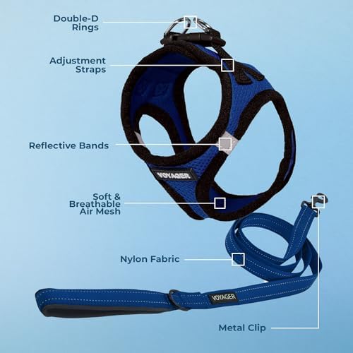Best Pet Supplies Voyager Step-in Air All Weather Mesh Harness and Reflective Dog 5ft Leash Combo with Neoprene Handle, for Small, Medium and Large Breed Puppies - Royal Blue/Black Trim, Small - Image 3