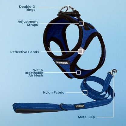 Best Pet Supplies Voyager Step-in Air All Weather Mesh Harness and Reflective Dog 5ft Leash Combo with Neoprene Handle, for Small, Medium and Large Breed Puppies - Royal Blue/Black Trim, Small - Image 3