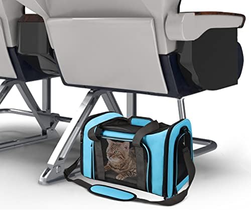 Henkelion Pet Carrier for Small Medium Cats Puppies up to 15 Lbs, Airline Approved Small Dog Travel Puppy Carrier Soft Sided, Collapsible - Blue - Image 4